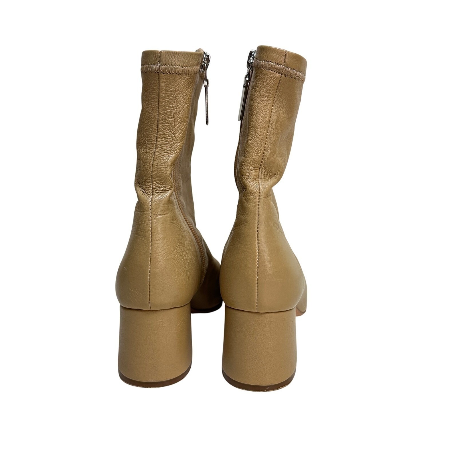 Daniella Shevel Milani Low Heel Stretch Bootie Creamy Camel Leather Women 38 7.5 — image 8 of 8